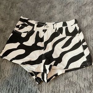 Zebra Print Jean Shorts